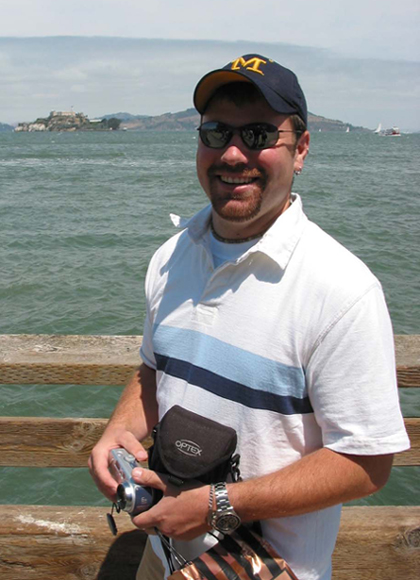 Jamie with the place he belongs in the background. Alcatraz.